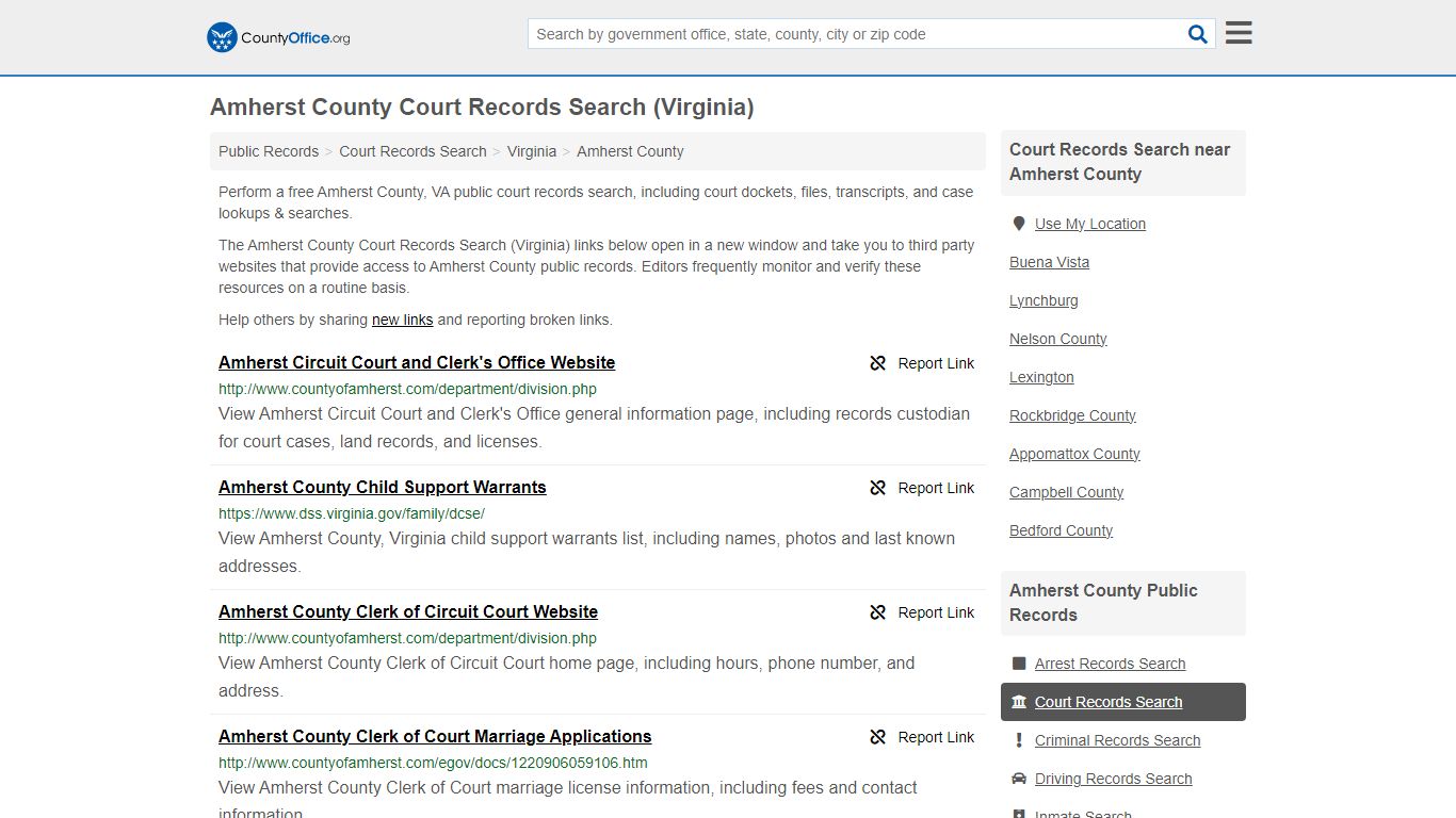 Amherst County Court Records Search (Virginia) - County Office