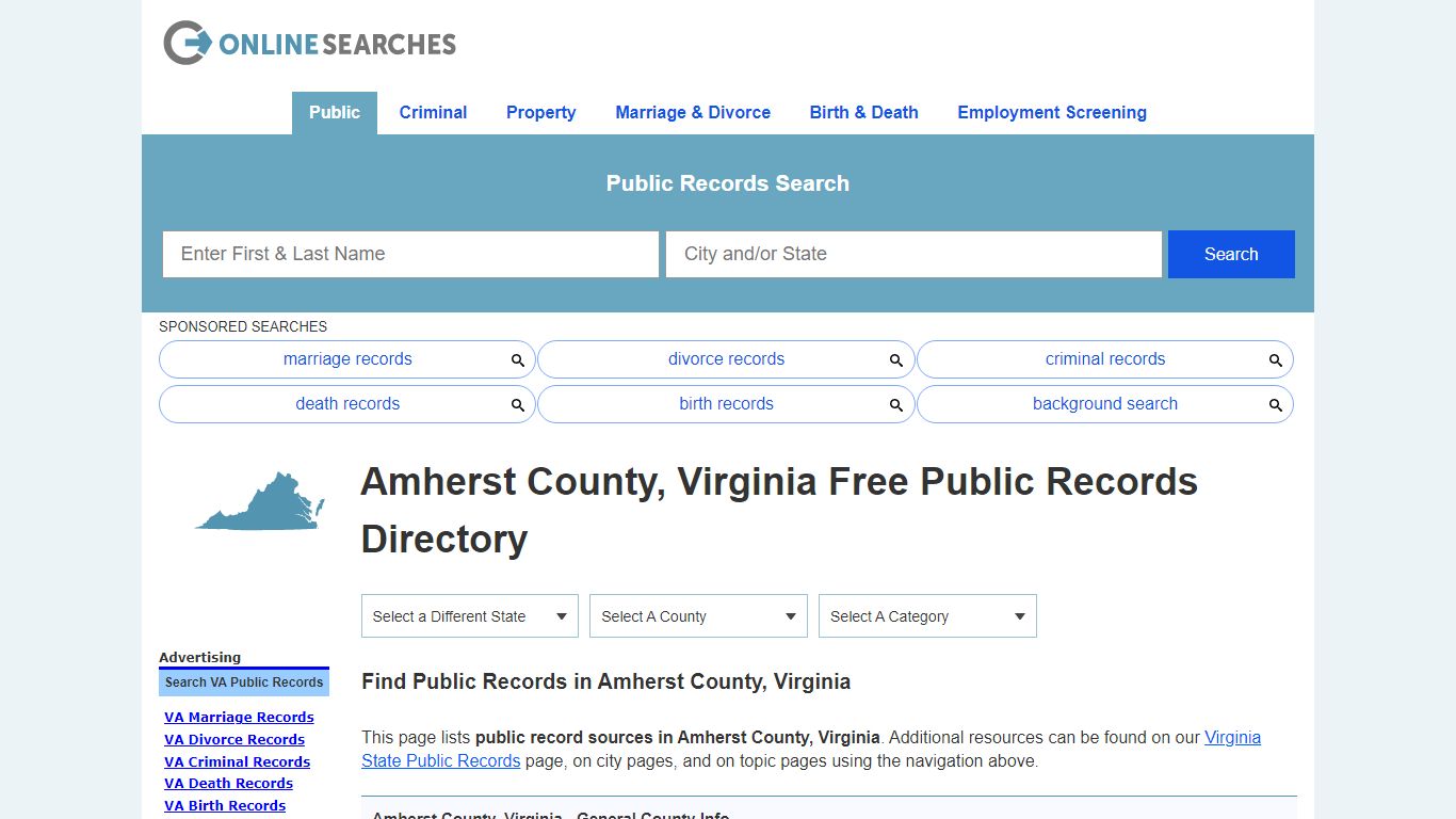 Amherst County, Virginia Public Records Directory